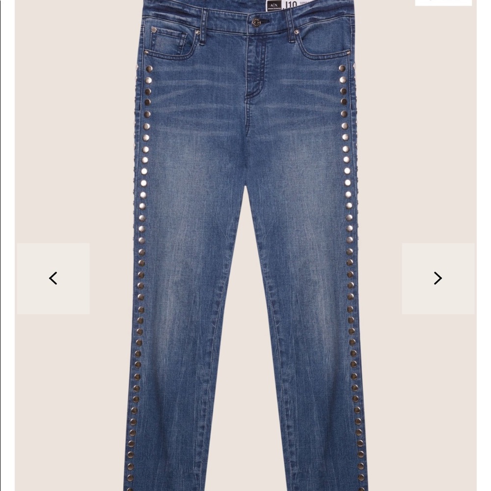 Armani Exchange studded skinny cropped jeans